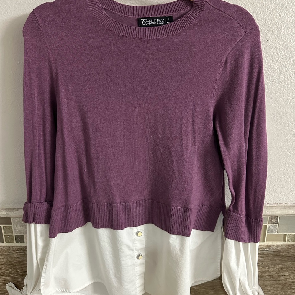 Purple and White Layered Women's Top